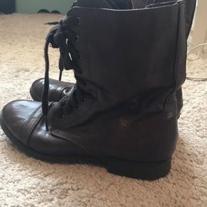 Brown combat boots